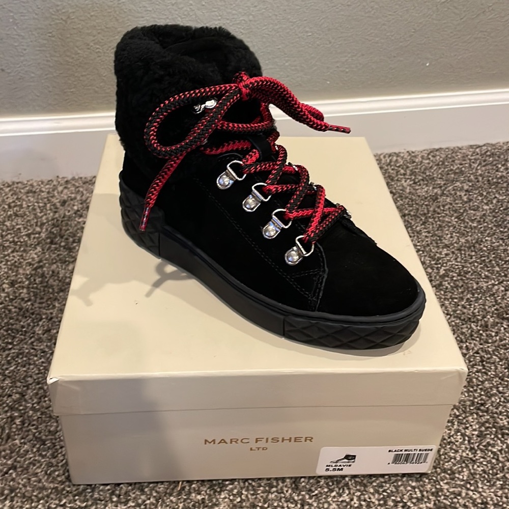 NEW Marc Fisher lace up Suede & Faux Sneakers